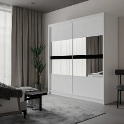 Arte Batumi 203Cm Sliding Door Wardrobe In White Matte - Bright And Functional With Mirrored Panels - thumbnail 1