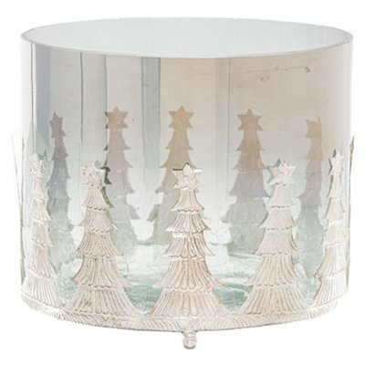 Hill Interiors The Noel Collection Crackle Effect Christmas Candle Holder Silver (8Cm X 6.5Cm X 6.5Cm) - image 1