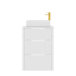 Royal Bathrooms Avenza 600mm Matt White Floor Standing Countertop Bathroom Vanity Unit 3 Drawer With Lyon Basin - thumbnail 6