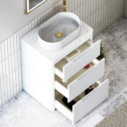 Royal Bathrooms Avenza 600mm Matt White Floor Standing Countertop Bathroom Vanity Unit 3 Drawer With Lyon Basin - thumbnail 5