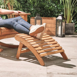 Vonhaus Adirondack Footstool, Acacia Wood Outdoor Garden Foot Stool & Teak Oil Coat, Weather Resistant Wood, Hudson - thumbnail 3