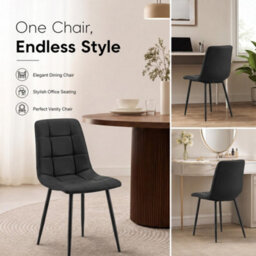 Bravich Zurich Faux Leather Embossed Dining Chair - Black, Set Of 2 - thumbnail 6