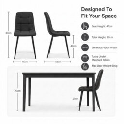 Bravich Zurich Faux Leather Embossed Dining Chair - Black, Set Of 2 - thumbnail 7
