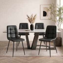 Bravich Zurich Faux Leather Embossed Dining Chair - Black, Set Of 2 - thumbnail 2