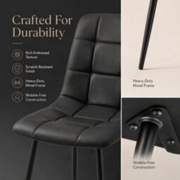 Bravich Zurich Faux Leather Embossed Dining Chair - Black, Set Of 2 - thumbnail 8
