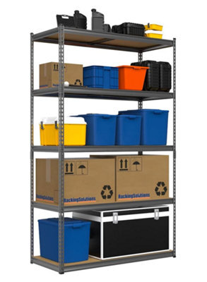 Racking Solutions Heavy Duty Steel Shelving Garage Racking Unit 150Kg Per Shelf (5 Levels 1800mm H X 1200mm W X 600mm D) Free Next Day Delivery - image 1