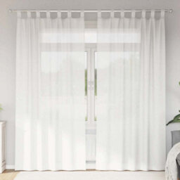 Berkfield Voile Curtains With Loops 2 Pcs White 140X245 Cm - thumbnail 1