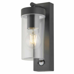 First Choice Lighting Hadron - Black Outdoor Motion Sensor Ip44 Security Wall Light - thumbnail 1