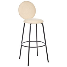 Wyld And Coco Boucle Bar Stools Pair Light Beige Armless With Matt Black Legs - Set Of 2 - thumbnail 4