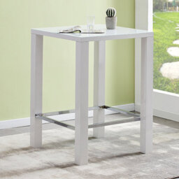 Furniture in Fashion Jam High Gloss Bar Table Square Glass Top In White - thumbnail 1