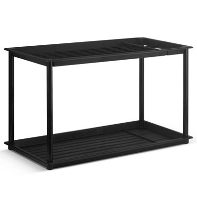 Ehc Shoe Rack Organiser 2 Tier, Multi-Purpose Wellies Boot Tray With Umbrella Drip Stand, Free Standing Shoe Storage - image 1