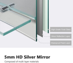Emke Frameless Mirror With Shelf - Small Bathroom Wall Shaving Mirror With Storage, Rectangle Vanity Mirrors 50X70Cm - thumbnail 3