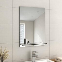 Emke Frameless Mirror With Shelf - Small Bathroom Wall Shaving Mirror With Storage, Rectangle Vanity Mirrors 50X70Cm - thumbnail 1