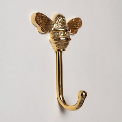Solid Brass Bee Coat Hook - Brass Finish - image 1