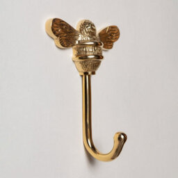 Solid Brass Bee Coat Hook - Brass Finish - thumbnail 1