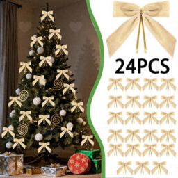 Amorly 24Pcs Velvet Christmas Bows With Twist Ties, Festive Decor Accessories For Christmas Tree, Wreath, Garland, Gift Wrapping, Wedding - thumbnail 1