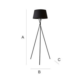 Valuelights Camden Black Tripod Floor Lamp With Tapered Shade - thumbnail 7