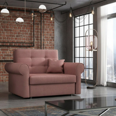Viva I Silver Sofa Bed For Living Room Polyurethane Foam Wave Spring Metal Legs Bedding Storage 116X85X98Cm Pink - image 1