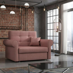Viva I Silver Sofa Bed For Living Room Polyurethane Foam Wave Spring Metal Legs Bedding Storage 116X85X98Cm Pink - thumbnail 1