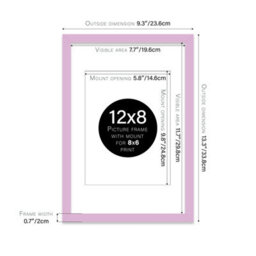 "12X8"" Lilac Frame With Mount For 8X6"" Pictures 20mm Thin Edge Portrait And Landscape Display With Wall Hooks And Kickstand" - thumbnail 2