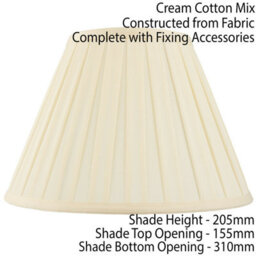 "12"" Tapered Drum Lamp Shade Cream Box Pleated Fabric Cover Classic & Elegant" - thumbnail 2