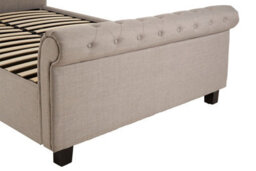 Orsina Contemporary Light Grey Double Ottoman Bed, Elegant Diamond Patterned Bedroom Bed, Ottoman Stud Detailed Bed - thumbnail 4