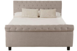 Orsina Contemporary Light Grey Double Ottoman Bed, Elegant Diamond Patterned Bedroom Bed, Ottoman Stud Detailed Bed - thumbnail 7