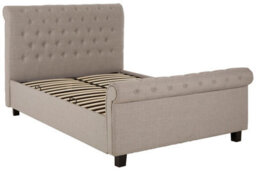 Orsina Contemporary Light Grey Double Ottoman Bed, Elegant Diamond Patterned Bedroom Bed, Ottoman Stud Detailed Bed - thumbnail 2