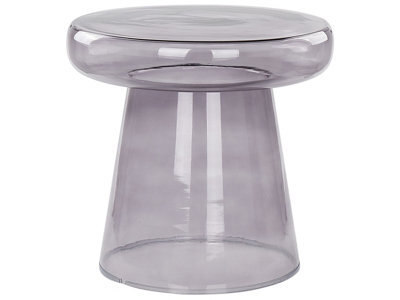 Beliani Aurora Home Tempered Glass Side Table 39 Cm Grey Tint, Round Accent End Table For Modern Decor - image 1