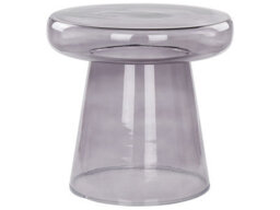 Beliani Aurora Home Tempered Glass Side Table 39 Cm Grey Tint, Round Accent End Table For Modern Decor - thumbnail 1