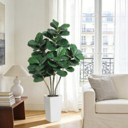 Artificial Fiddle Leaf Fig Tree With White Planter, Lifelike Faux Floor Plant With Silk Leaves, 150Cm Tall - thumbnail 2