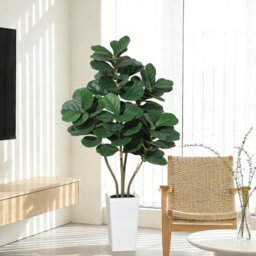 Artificial Fiddle Leaf Fig Tree With White Planter, Lifelike Faux Floor Plant With Silk Leaves, 150Cm Tall - thumbnail 5