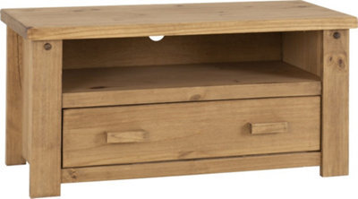 Seconique Tortilla Flat Screen Tv Unit 1 Drawer In Distressed Wax Pine - image 1