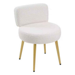 Cream Faux Fur Vanity Stool Chair With Metal Legs For Apartments Guest Rooms Home Chair
