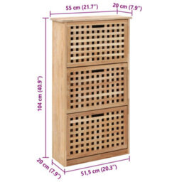 Walplus Shoe Storage Cabinet 55X20X104 Cm Solid Walnut Wood - thumbnail 8