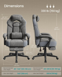 Songmics Gaming Chair, Office Computer Chair, Ergonomic Design,  Adjustable Headrest 150 Kg Load Capacity - thumbnail 8