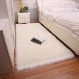 Living And Home Luxurious Exquisite Indoor Use White Rectangle Soft Shaggy Rug Floor Rugs Furniture Protector 180Cm L X 100 Cm W - thumbnail 5