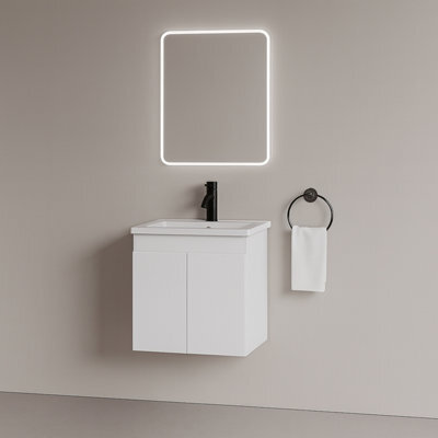 Plum&clay Romeo Matt White Wall Hung Vanity Unit & Basin Set (W)500mm - image 1
