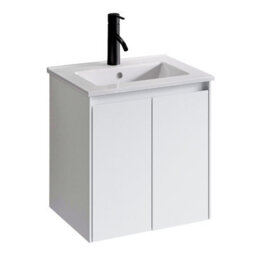 Plum&clay Romeo Matt White Wall Hung Vanity Unit & Basin Set (W)500mm - thumbnail 2
