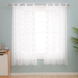 Deconovo Star Embroidery Net Curtains Semi Transparent Curtainssheer Curtains For Living Room 55 X72 Drop Inch Linen 2 Panels - thumbnail 1