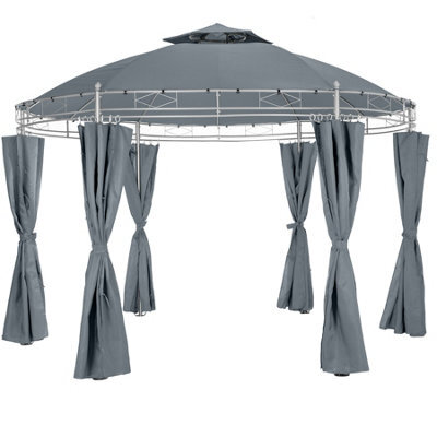 Tectake Gazebo Siana - 3.5 M Diameter, Water-Repellent, 6 Side Panels, Double Roof System   350 X 280 Cm - Anthracite - image 1