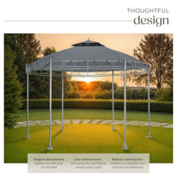 Tectake Gazebo Siana - 3.5 M Diameter, Water-Repellent, 6 Side Panels, Double Roof System   350 X 280 Cm - Anthracite - thumbnail 3