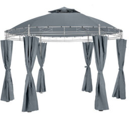 Tectake Gazebo Siana - 3.5 M Diameter, Water-Repellent, 6 Side Panels, Double Roof System   350 X 280 Cm - Anthracite