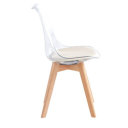 Nordlys Set Of 4 Transparent Dining Chairs With Wooden Legs And Beige Seats Modern Design Style Dining Room - thumbnail 8