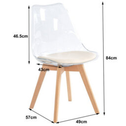 Nordlys Set Of 4 Transparent Dining Chairs With Wooden Legs And Beige Seats Modern Design Style Dining Room - thumbnail 6