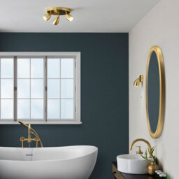Luminosa Lighting Luminosa Porto Bathroom Single Spotlight, Satin Brass Plate, Glass, Ip44 - thumbnail 3