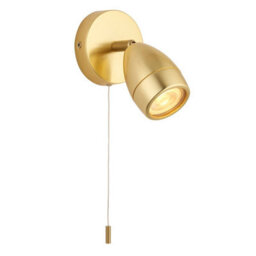 Luminosa Lighting Luminosa Porto Bathroom Single Spotlight, Satin Brass Plate, Glass, Ip44