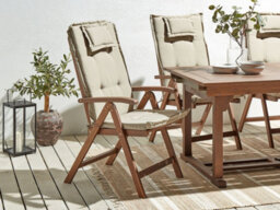 Beliani Set Of 6 Garden Chairs With Cushions Amantea Acacia Wood Taupe - thumbnail 2