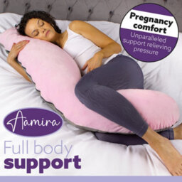 Aamira L Shaped Pregnancy Pillow Pink & Dark Grey, 145X55X20Cm Shredded Memory Foam Full Body Maternity Cushion For Sleeping - thumbnail 7