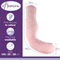 Aamira L Shaped Pregnancy Pillow Pink & Dark Grey, 145X55X20Cm Shredded Memory Foam Full Body Maternity Cushion For Sleeping - thumbnail 4